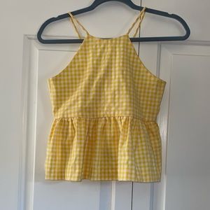 ZARA yellow top with bow tie on the back